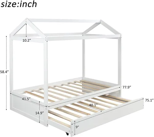 Vista 2 de Bastidor para cama tamaño Twin, con techo y cerca, no incluye box spring