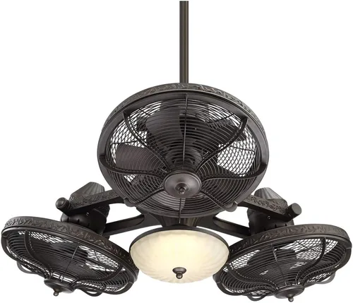 Vista 8 de Lámpara con ventiladores de techo de 38", acabado en bronce, con 3 ventiladores