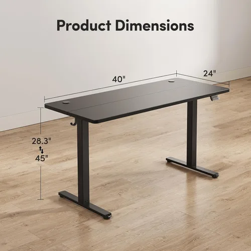 Vista 3 de FAMISKY Escritorio eléctrico de pie, escritorio de altura ajustable de 40 x 24 pulgadas, ergonómico para oficina en casa, estación de trabajo