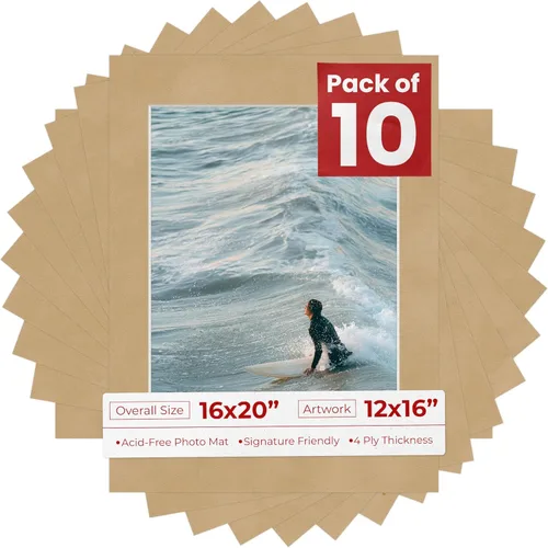 Vista 200 de Tapete de 16 x 20 pulgadas para fotos de 12 x 16 pulgadas, precortado marrón roble envejecido para marcos de 16 x 20 pulgadas, corte biselado mate