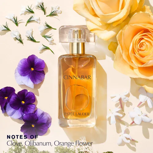 Vista 5 de Estée Lauder Cinnabar Eau de Parfum en espray con notas de jazmín, flor de naranja y clavo Perfumes para mujer, 1.7 onzas líquidas