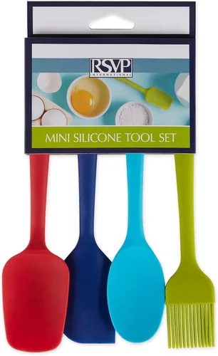 Vista 2 de RSVP International Ela Collection - Juego de 4 piezas de acero recubierto de silicona, cuchara, espátula y cepillo, varios