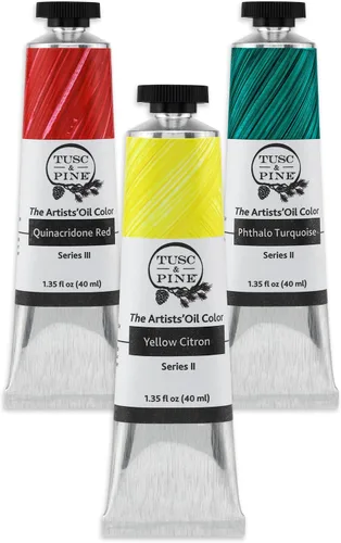 Vista 9 de Tusc & Pine Pintura al Óleo para Artistas - Juego de 40 ml de 3 - Colores Azules Surtidos - Sin Amarilleo, Consistencia Rica y Cremosa, Máxima Carga
