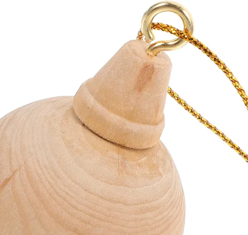 Vista 7 de EXCEART 10 adornos de madera de Navidad sin terminar, bolas de árbol de Navidad en blanco, hechas a mano, cascabel, adornos colgantes