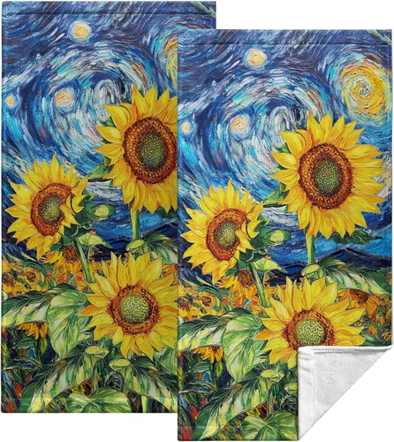 Vista 34 de Toallas de Mano Azul Gris Marrón para Baño Negras Pintura Moderna de Arte Abstracto Toallas de Cocina Suave Absorbente Toalla de Huésped Punta