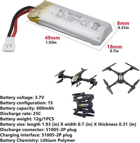 Vista 2 de sea jump Accesorios 5 unids 3.7 V 600 mAh batería de litio con cargador 5 en 1 para SYMA X600W X700 X700 W fotografía aérea Quadcopter Accesorios
