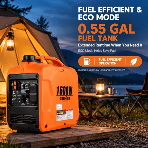 Vista 4 de Generador inversor portátil GK 1600W, bajo nivel de ruido para acampar, 26