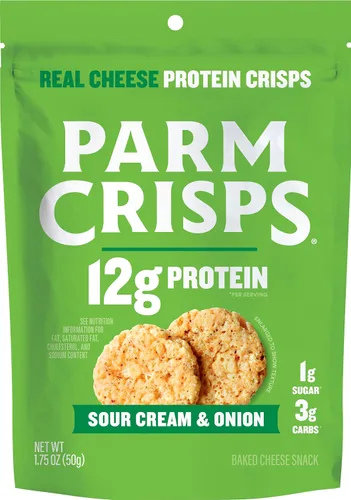 Vista 5 de ParmCrisps - Galletas crujientes de queso cheddar, hechas simplemente con queso 100% REAL Snacks keto saludables, bajos en carbohidratos, altos