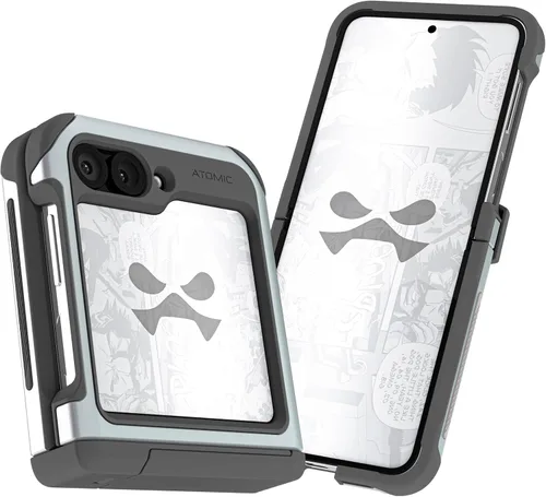Vista 31 de Ghostek Atomic - Funda delgada para Galaxy Z Flip 4, parte trasera de aramida con parachoques de aluminio rojo, funda protectora de doble capa a
