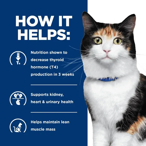 Vista 8 de Hill's Prescription Diet y/d Thyroid Care Alimento seco para gatos # 1 recomendado por veterinarios, receta de pollo, 4 libras. Bolsa