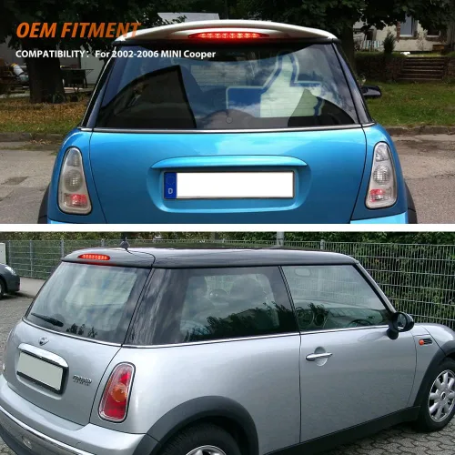 Vista 6 de ADIIL Lente transparente rojo brillante 8-LED 3rd freno stop luz trasera kit compatible con 2002 2003 2004 2005 2006 Mini Cooper OEM lámpara