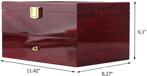 Vista 2 de Caja de madera con 20 ranuras para hombres y mujeres, caja de colección superior de cristal, organizador de almacenamiento de relojes, regalos