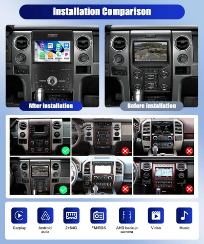 Vista 2 de Para Ford F150 2013-2014 Android 15 Estéreo de coche 9 pulgadas pantalla táctil 2G+64G con CarPlay inalámbrico Android Auto Mirror Link 26UI