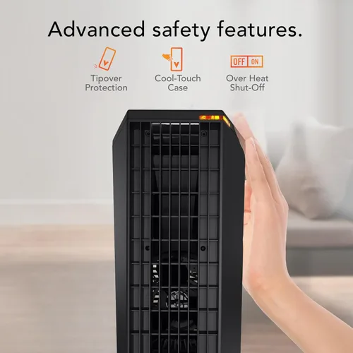 Vista 4 de Vornado Rise 12H (2025) - Calentador personal de torre para habitación pequeña, 2 ajustes de calor, seguridad avanzada, calefacción específica, 12