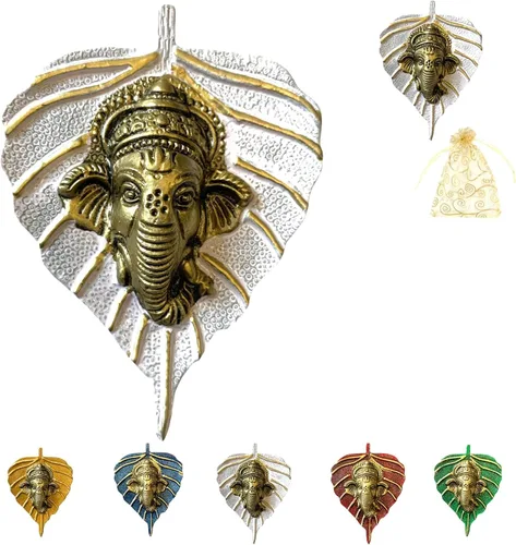 Vista 12 de LOVENSPIRE Ganesha Diwali - Decoración de hojas de metal para colgar en la pared para el hogar y la oficina, regalo de regreso de inauguración
