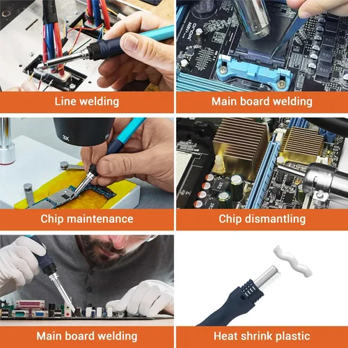 Vista 7 de BAKON 882 - Estación de soldadura digital 2 en 1 de retrabajo de aire caliente con 3 canales preestablecidos, soldadura automática de sueño
