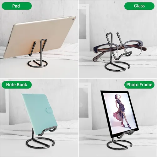 Vista 5 de Soporte de teléfono celular para escritorio, soporte de metal pequeño para teléfono celular, soporte para pantalla de teléfono celular, base