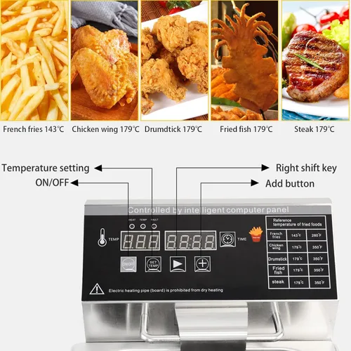 Vista 6 de Freidora eléctrica con cesta y tapa, capacidad de 8 litros, freidora eléctrica con control inteligente de temperatura para el hogar, cocina