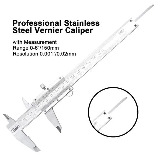 Vista 2 de Pinza de metal Vernier con micrómetro y regla para mediciones de precisión exterior/interior/profundidad/escalón