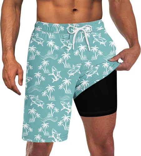 Vista 102 de UNICOMIDEA Bañador para hombre con forro de compresión de 9 pulgadas de largo