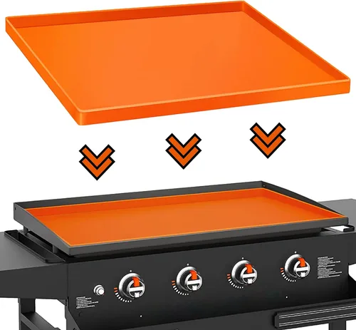 Vista 10 de Wohbay Tapete rectangular de silicona de grado alimenticio de 28 pulgadas, protege la superficie de la plancha, color gris