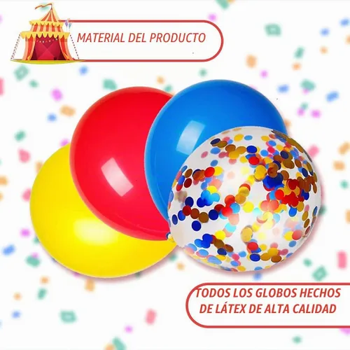 Vista 4 de 24 globos de fiesta de carnaval, temática de festival de 12 pulgadas, rojo, azul, amarillo, multicolor, decoraciones de fiesta de cumpleaños