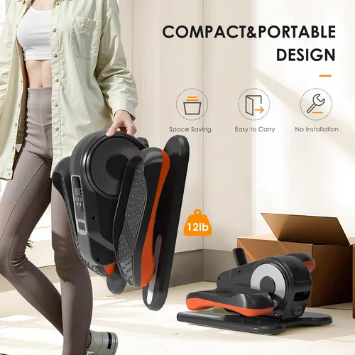 Vista 4 de Máquina elíptica para debajo del escritorio para personas mayores – Mini ejercitador de pedales para las piernas, compacto, silencioso y portátil