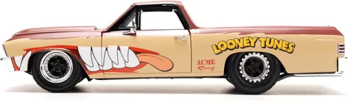 Vista 3 de Jada Looney Tunes 1:24 1967 Chevy El Camino - Coche fundido a presión y figura del diablo de Tasmania de 2.75 pulgadas, juguetes para niños y adultos