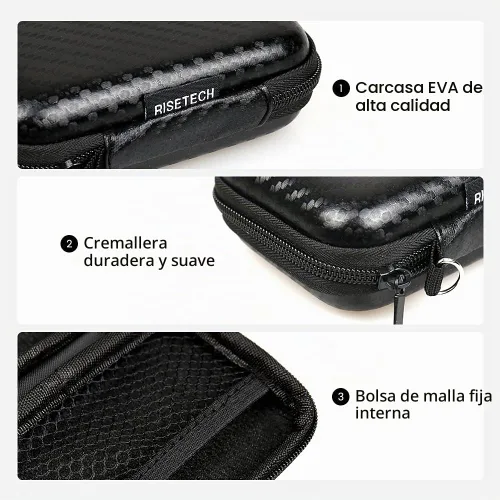 Vista 3 de Estuche para Auriculares, RISETECH Estuche de Transporte para Auriculares Soporte de Almacenamiento Mini Bolsa Auriculares Bolsa Pequeña Accesorios