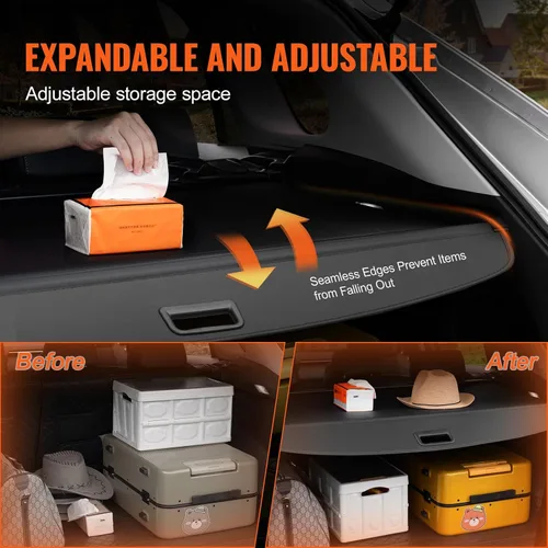 Vista 4 de VEVOR - Cubierta de carga trasera para Jeep Grand Cherokee de 2 filas, accesorios para 5 plazas, 2022 2023 2024 2025, cubierta retráctil impermeable