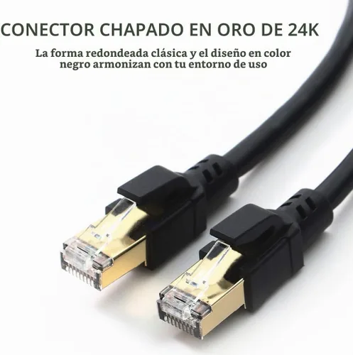 Vista 4 de Cable Ethernet Cat8, cable de conexión de red profesional 40Gbps 2000Mhz S/FTP LAN, cable de Internet de alta velocidad con conector RJ45 chapado