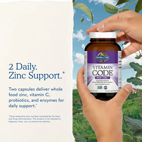 Vista 7 de Garden of Life Vitamina de zinc, suplemento alimenticio con vitamina C, vegano, 60 cápsulas