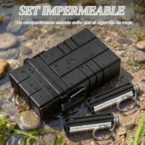 Vista 7 de X-LIGHTER Estuche impermeable para cigarrillos tamaño King de los años 100, con 2 piezas de encendedor permanente, fundas multifunción