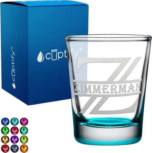 Vista 24 de Cuptify Inicial de cristal con monograma y nombre de 2 onzas, parte inferior negra grabada con texto personalizado para regalos, bodas, cumpleaños