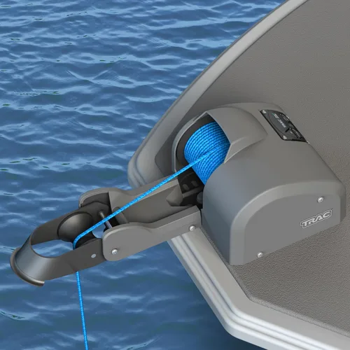 Vista 2 de Trac Outdoors Deckboat 40 AutoDeploy-G3 - Cabrestante de anclaje eléctrico - Anclajes de hasta 40 libras - Incluye 100 pies de cuerda de anclaje