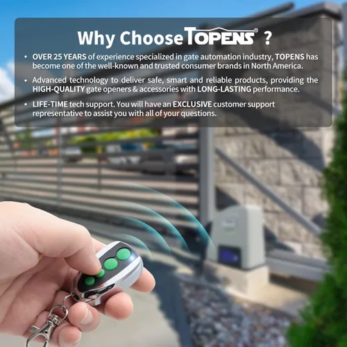 Vista 6 de TOPENS M12 - Transmisor de 4 botones con control remoto para abridor automático de puerta corredera oscilante, paquete de 2 unidades, transmisor