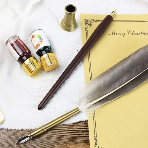 Vista 5 de GIFTS - Juego de bolígrafos de caligrafía, kit de 12 piezas, 5 puntas y 5 tintas, bolígrafo de escritura, juego de bolígrafos Anitque Dip