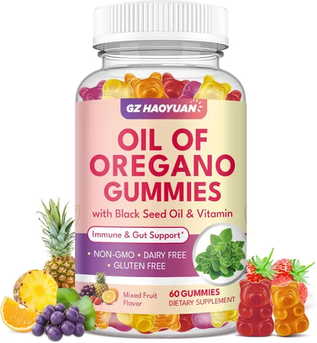 Vista 9 de Gomitas de aceite de orégano con aceite de semilla negra + vitamina D3, aceite de orégano orgánico de alto carvacrol, apoyo inmunológico
