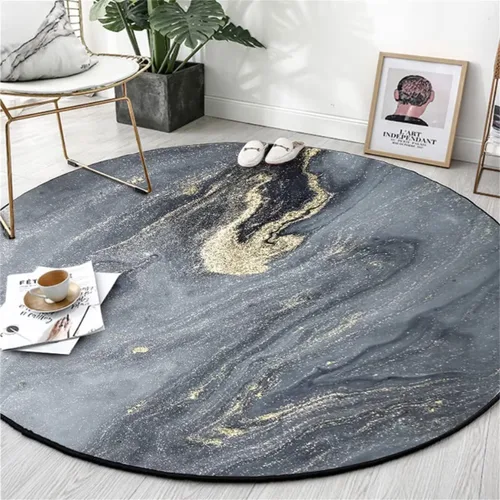 Vista 31 de Tapete redondo de mármol verde esmeralda, lavable, pequeño círculo, para dormitorio, sala de estar, alfombra moderna abstracta circular, 2 pies