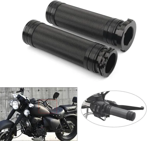 Vista 6 de PSLER Empuñaduras de manillar compatibles con Sportster Dyna Fatboy Night Train XL XR (negro)