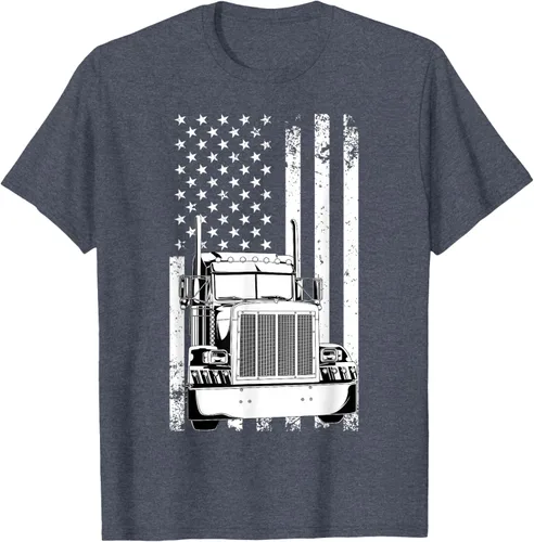 Vista 94 de Camión conductor bandera americana camionero vintage hombres mujeres regalo camiseta