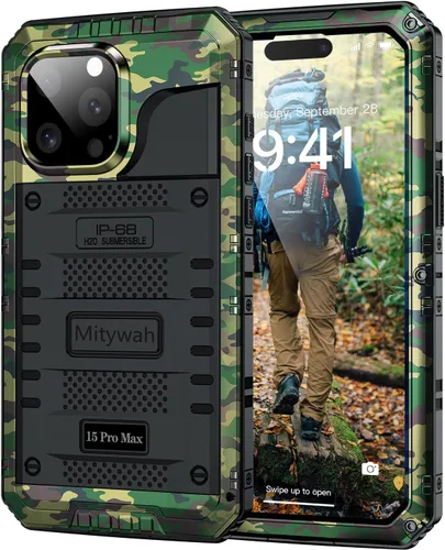 Vista 104 de Mitywah Funda impermeable para iPhone 7/iPhone 8 / iPhone SE 2020, funda de metal resistente de grado militar, protección de cuerpo completo
