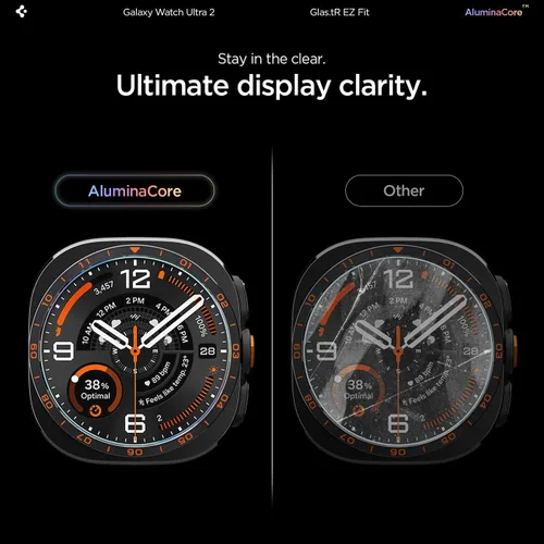 Vista 5 de Spigen GlasTR EZ FIT Screen Protector for Galaxy Watch Ultra 2 AluminaCore aluminum-enhanced 10H+ tempered glass, Auto-align tray, 100% clarity