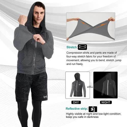 Vista 4 de MEETYOO mens 5pcs Men's Compression Sets Pants Long Sleeve Shirt Athletic Shorts Running Jacket