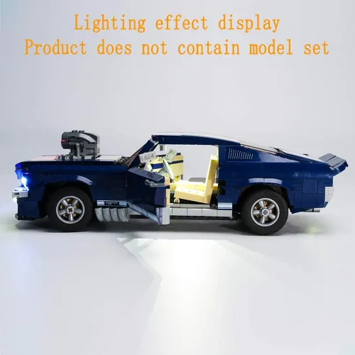Vista 3 de GEAMENT Kit de luces de bloques de versión mejorada para el modelo de construcción Creator Expert Ford Mustang, compatible con el auto Lego 10265