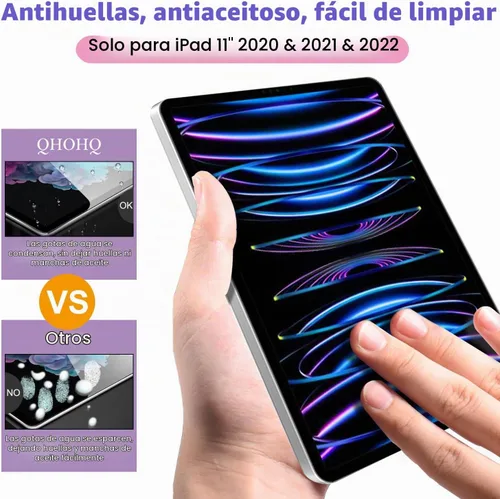 Vista 5 de QHOHQ Paquete de 2+2 protectores de pantalla de vidrio templado para iPad Pro 11 2022/2021/2020 (4ª/3ª/2ª generación) con protector de lente