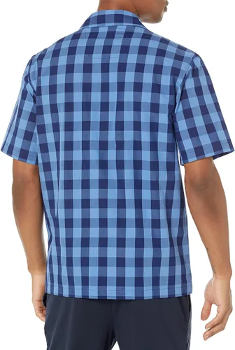 Vista 2 de Nautica Camiseta de pijama de manga corta para hombre, 100% algodón, suave, tejida con botones