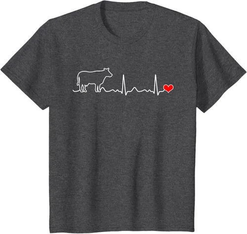 Vista 35 de Camiseta de paciente con corazón I Love My Cow Valve EKG Heartbeat Heart Pacient, Negro, S