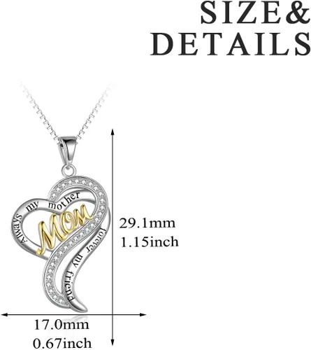 Vista 3 de Poplyke - Collar de plata de ley para mamá, abuela, hermana, hija, amiga, para mujeres, adolescentes y niñas