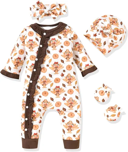 Vista 15 de Aalizzwell Mameluco para bebés niñas, traje de otoño invierno con accesorios Guepardo